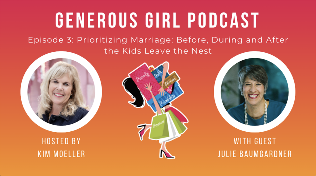 Julie Baumgardner and Kim Moeller recording the Generous Girl Podcast